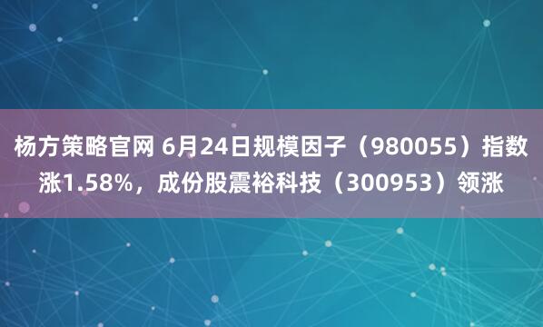 杨方策略官网 6月24日规模因子（980055）指数涨1.58%，成份股震裕科技（300953）领涨