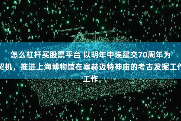 怎么杠杆买股票平台 以明年中埃建交70周年为契机,推进上海博物馆在塞赫迈特神庙的考古发掘工作